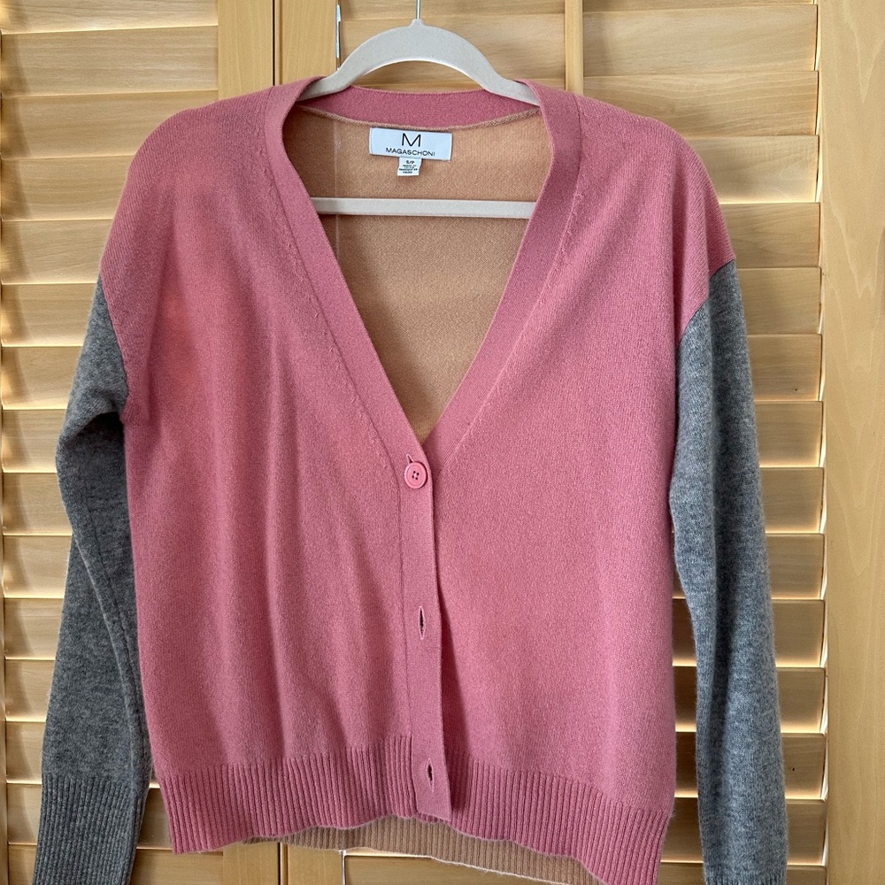Magaschoni Pink and Gray Women's Cardigan